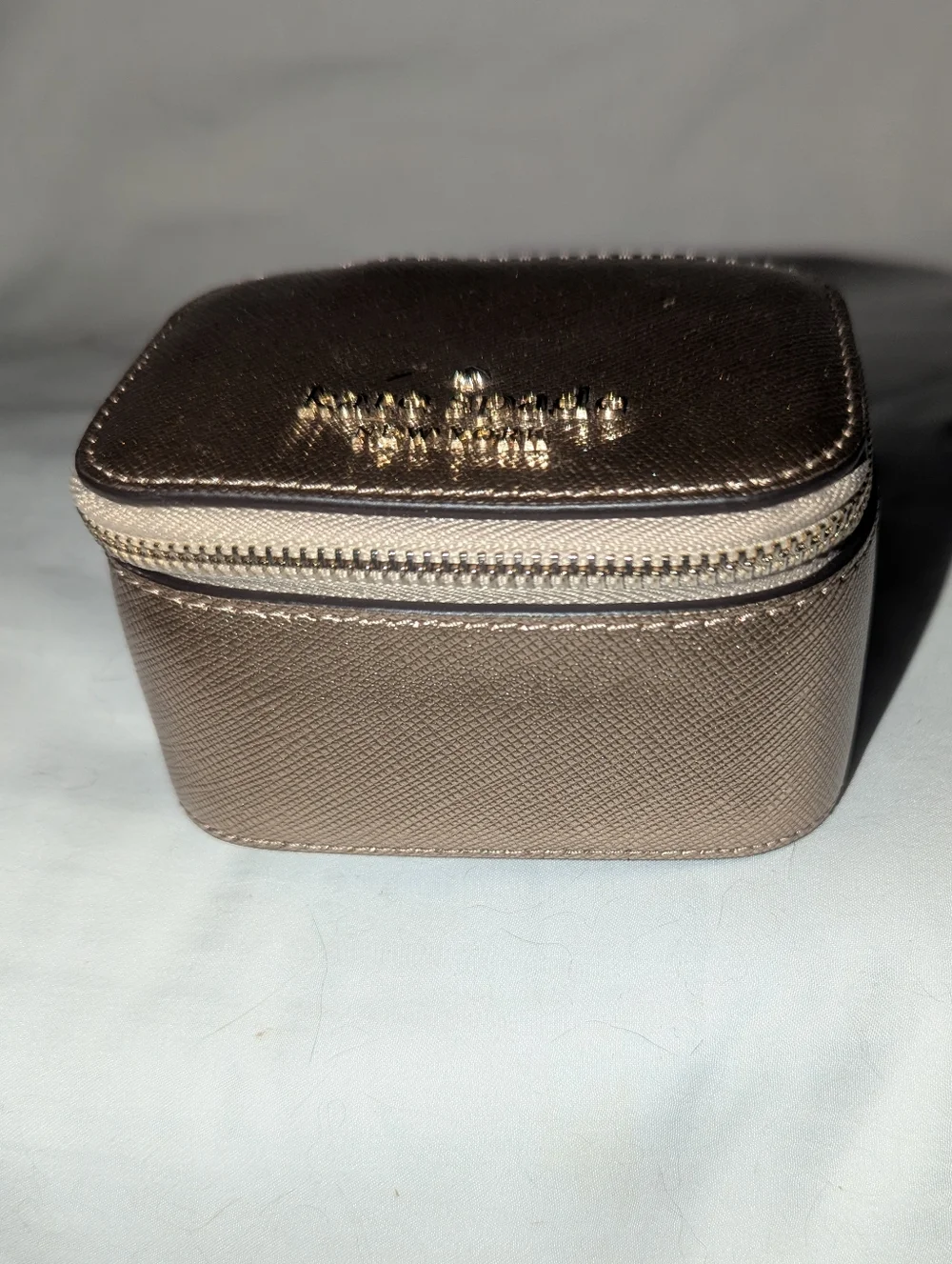 Kate Spade Metallic Rose Gold Mini Zip Jewelry Case